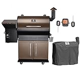 Z GRILLS ZPG-700DPRO Wood Pellet Grill Smoker for Outdoor Cooking with Wireless Meat Probe Thermometer, 2021 Upgrade, 8-in-1