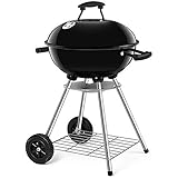 BEAU JARDIN Premium 18 Inch Charcoal Grill for Outdoor Cooking Barbecue Camping BBQ Coal Kettle Grill Tailgating Portable Heavy Duty Round with Thickened Grilling Bowl Wheels for Small Patio Backyard