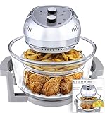 Big Boss 16Qt Large Air Fryer Oven – Large Halogen Oven Cooker with 50+ Air Fryers Recipe Book for Quick + Easy Meals for Entire Family, AirFryer Oven Makes Healthier Crispy Foods – Silver
